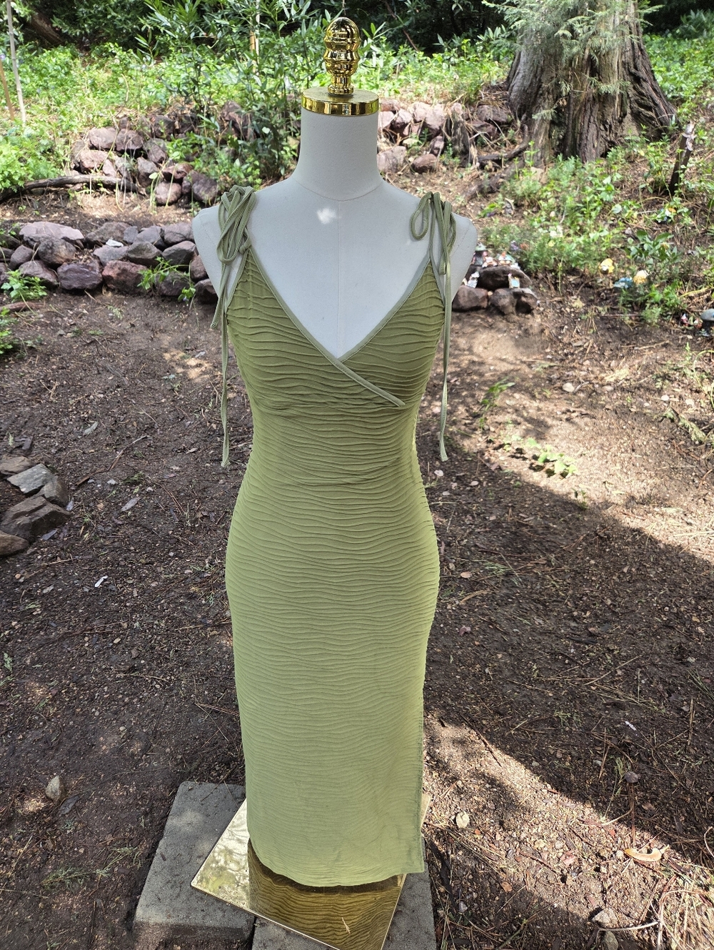 Shein Prive Tie Shoulder Split‎ Tie Cami Dress